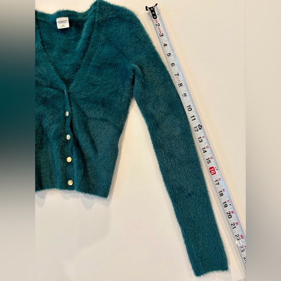 Abercrombie & Fitch Emerald Teal Fuzzy Cardigan XXS Soft A & F Collection - Picture 6 of 10